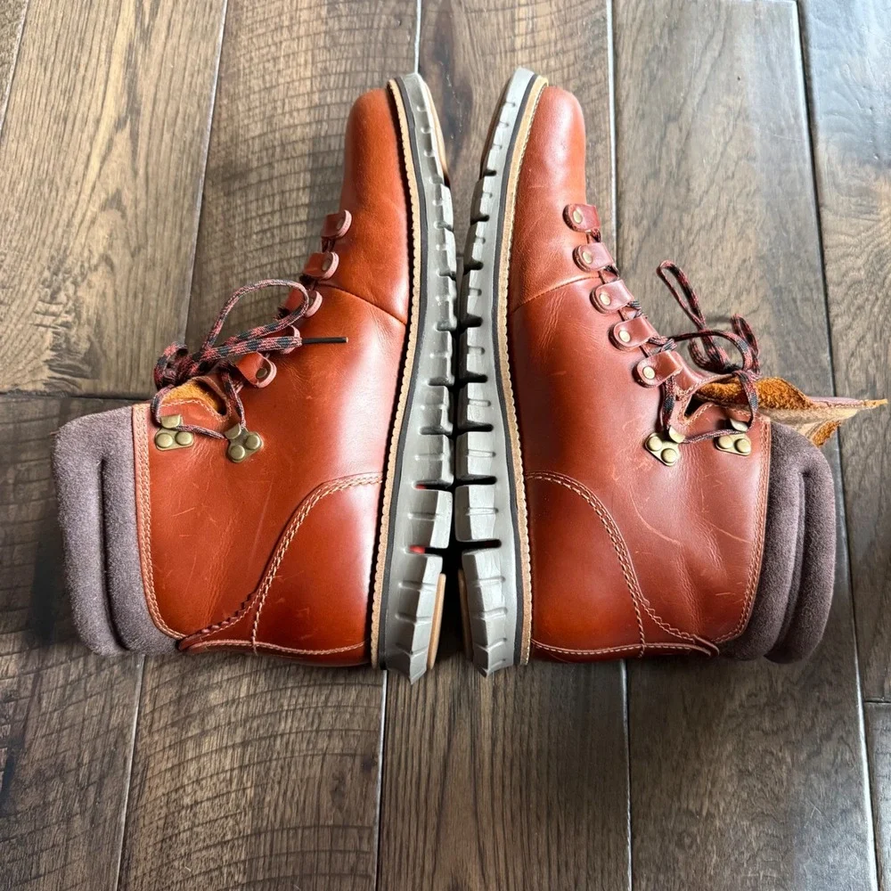 Cole Haan Zerogrand Waterproof Hiker Boots British Tan Leather C30405 Mens 9.5M